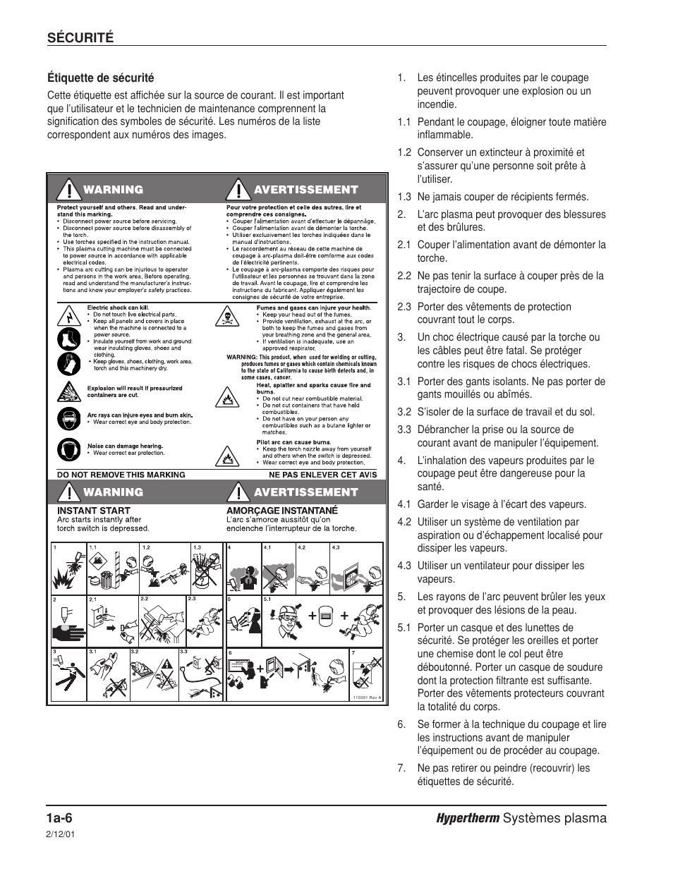 Étiquette de sécurité | Hypertherm Powermax1250 Service Manual User Manual | Page 21 / 98