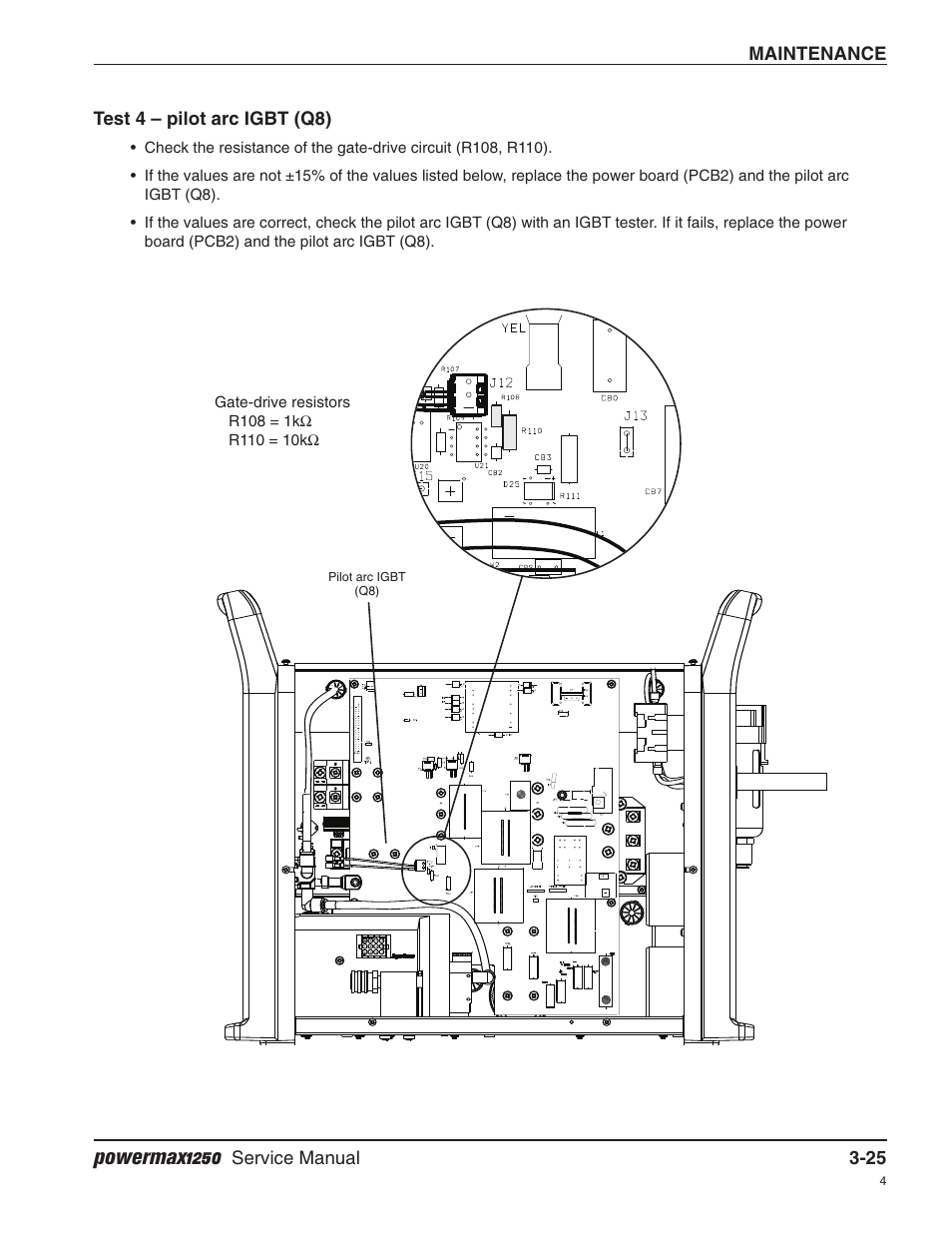 Test 4 – pilot arc igbt (q8), Powermax1250 | Hypertherm Powermax1250 Service Manual User Manual | Page 58 / 98