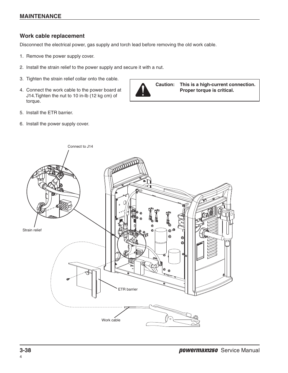 Work cable replacement, Powermax1250 | Hypertherm Powermax1250 Service Manual User Manual | Page 71 / 98