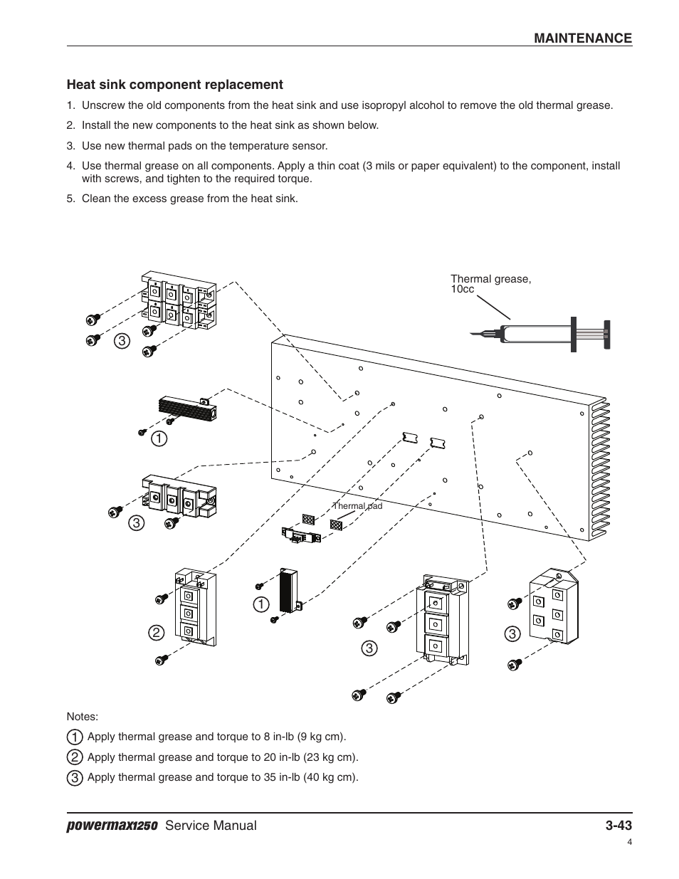 Heat sink component replacement, Powermax1250 | Hypertherm Powermax1250 Service Manual User Manual | Page 76 / 98