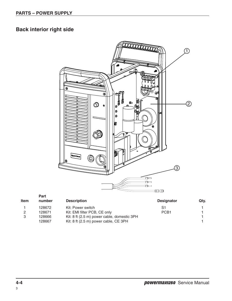 Back interior right side, Powermax1250 | Hypertherm Powermax1250 Service Manual User Manual | Page 81 / 98