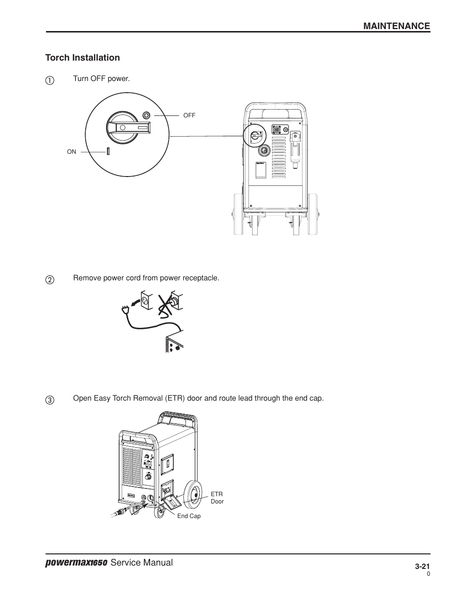 Torch installataion -21 | Hypertherm Powermax1650 Service Manual User Manual | Page 48 / 73