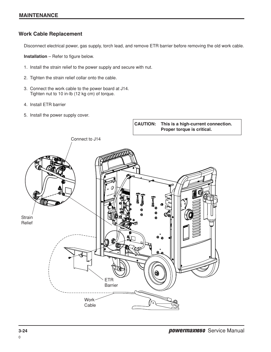 Work cable replacement -24, Powermax1650 | Hypertherm Powermax1650 Service Manual User Manual | Page 51 / 73