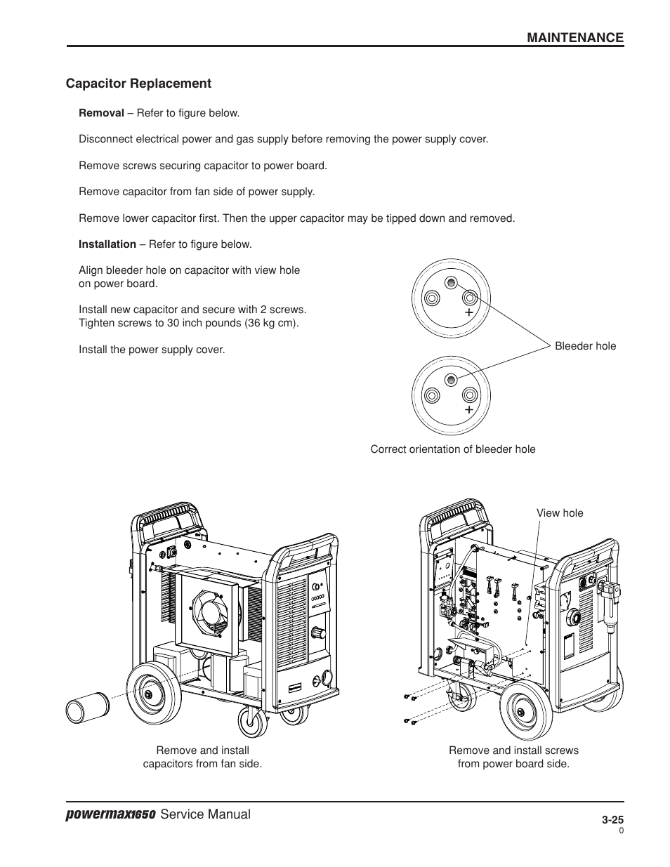 Capacitor replacement -25, Powermax1650 | Hypertherm Powermax1650 Service Manual User Manual | Page 52 / 73