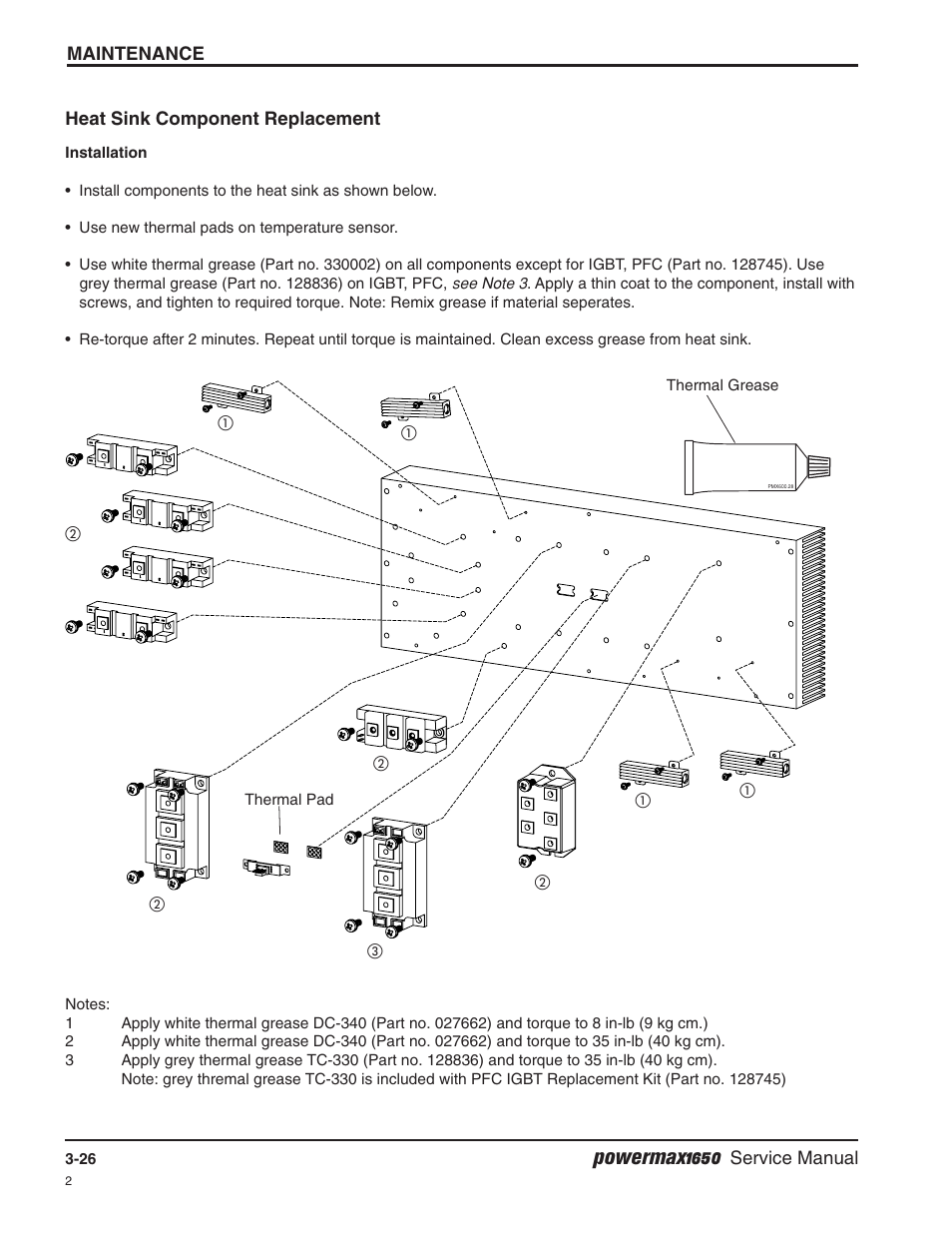 Heat sink component replacement -26, Dc-340, Powermax1650 | Hypertherm Powermax1650 Service Manual User Manual | Page 53 / 73