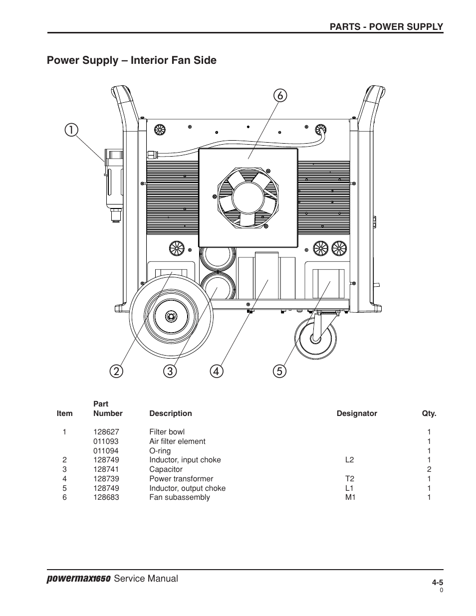 Interior fan side -5 | Hypertherm Powermax1650 Service Manual User Manual | Page 58 / 73