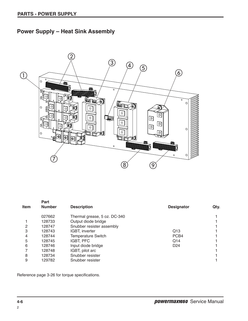 Heat sink assembly -6 | Hypertherm Powermax1650 Service Manual User Manual | Page 59 / 73