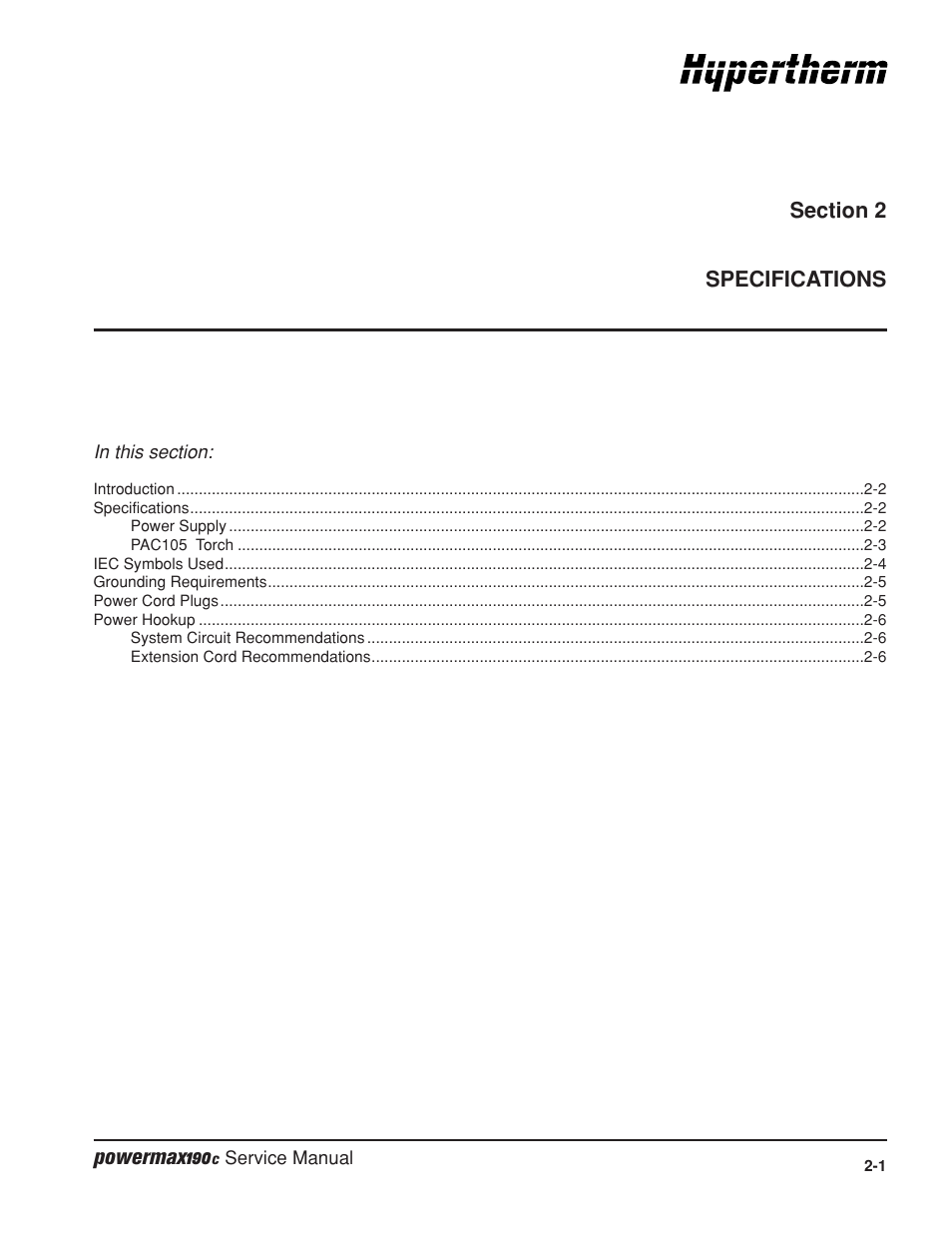 Powermax190 | Hypertherm Powermax190c Service Manual User Manual | Page 20 / 47