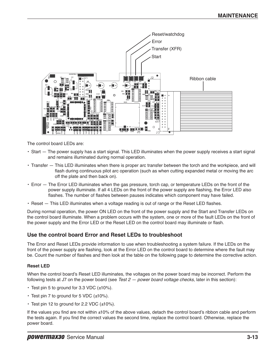 Reset led, Powermax30 | Hypertherm Powermax30 Service Manual User Manual | Page 52 / 88