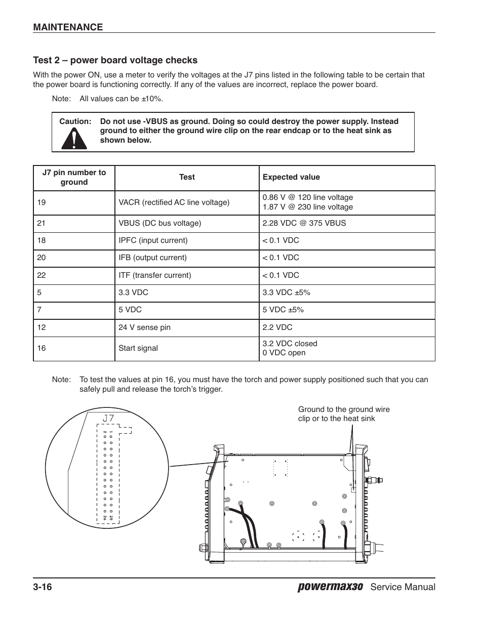 Test 2 — power board voltage checks, Powermax30 | Hypertherm Powermax30 Service Manual User Manual | Page 55 / 88