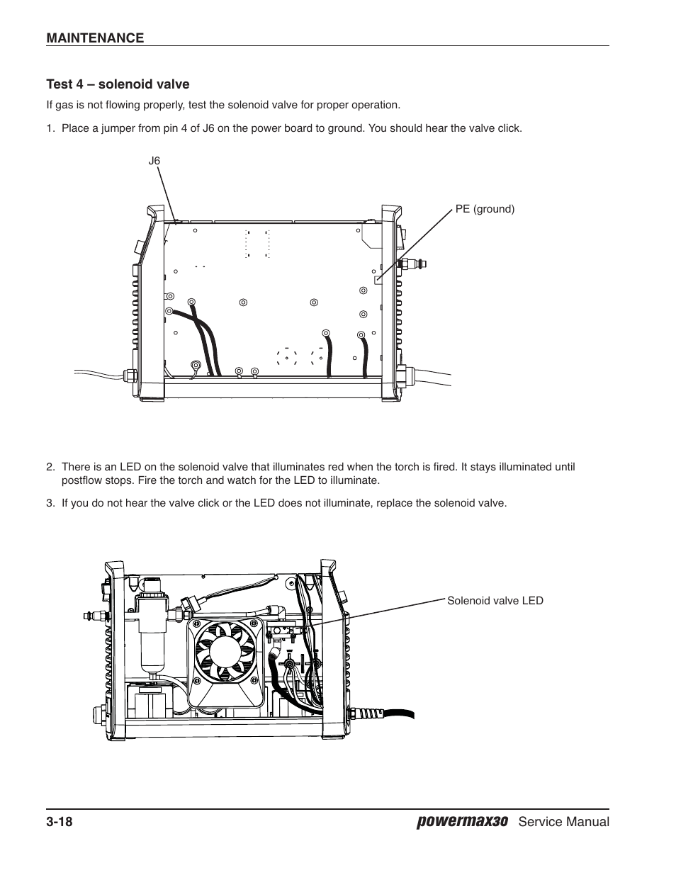 Test 4 — solenoid valve, Powermax30 | Hypertherm Powermax30 Service Manual User Manual | Page 57 / 88