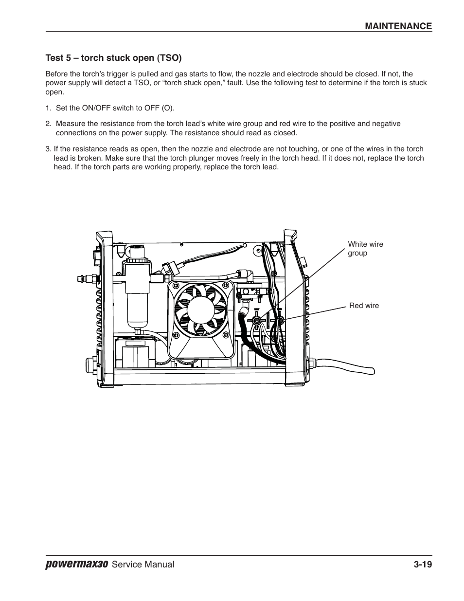 Test 5 — torch stuck open (tso), Erform test 5 and, Powermax30 | Hypertherm Powermax30 Service Manual User Manual | Page 58 / 88