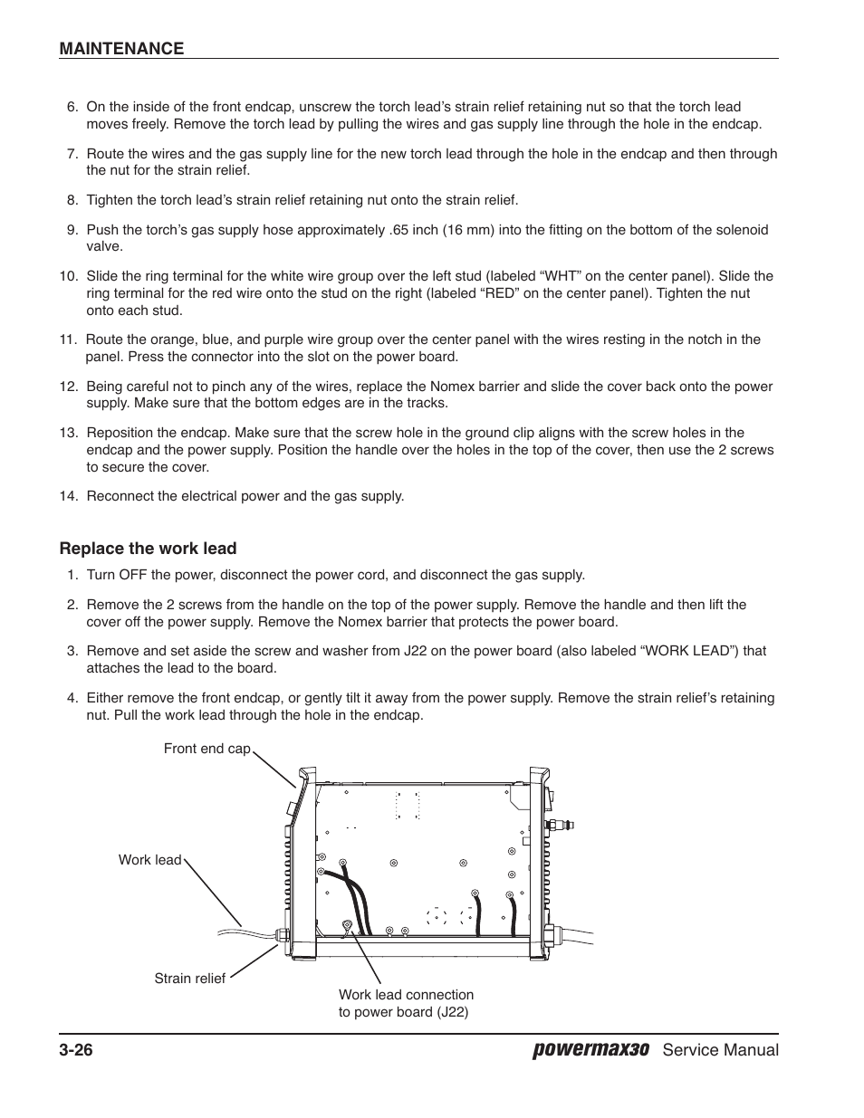 Replace the work lead, Powermax30 | Hypertherm Powermax30 Service Manual User Manual | Page 65 / 88