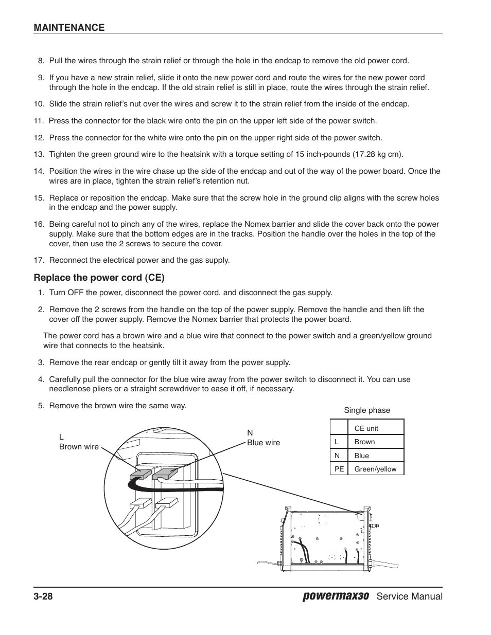 Replace the power cord (ce), Powermax30 | Hypertherm Powermax30 Service Manual User Manual | Page 67 / 88