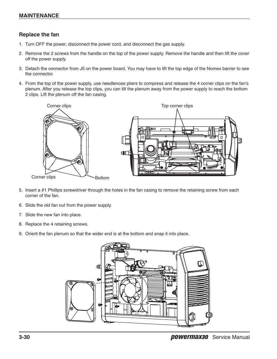 Replace the fan, Powermax30 | Hypertherm Powermax30 Service Manual User Manual | Page 69 / 88