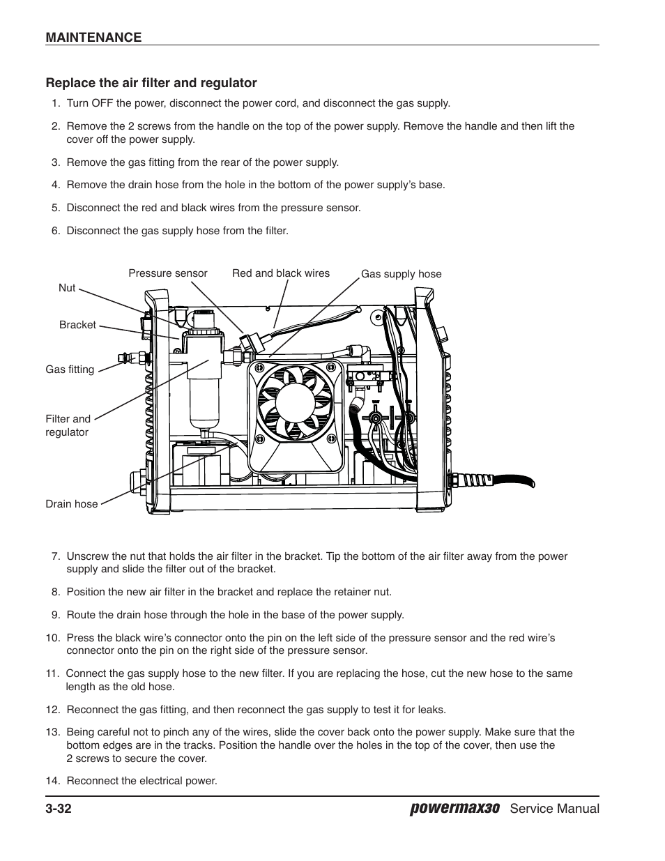 Replace the air filter and regulator, Powermax30 | Hypertherm Powermax30 Service Manual User Manual | Page 71 / 88