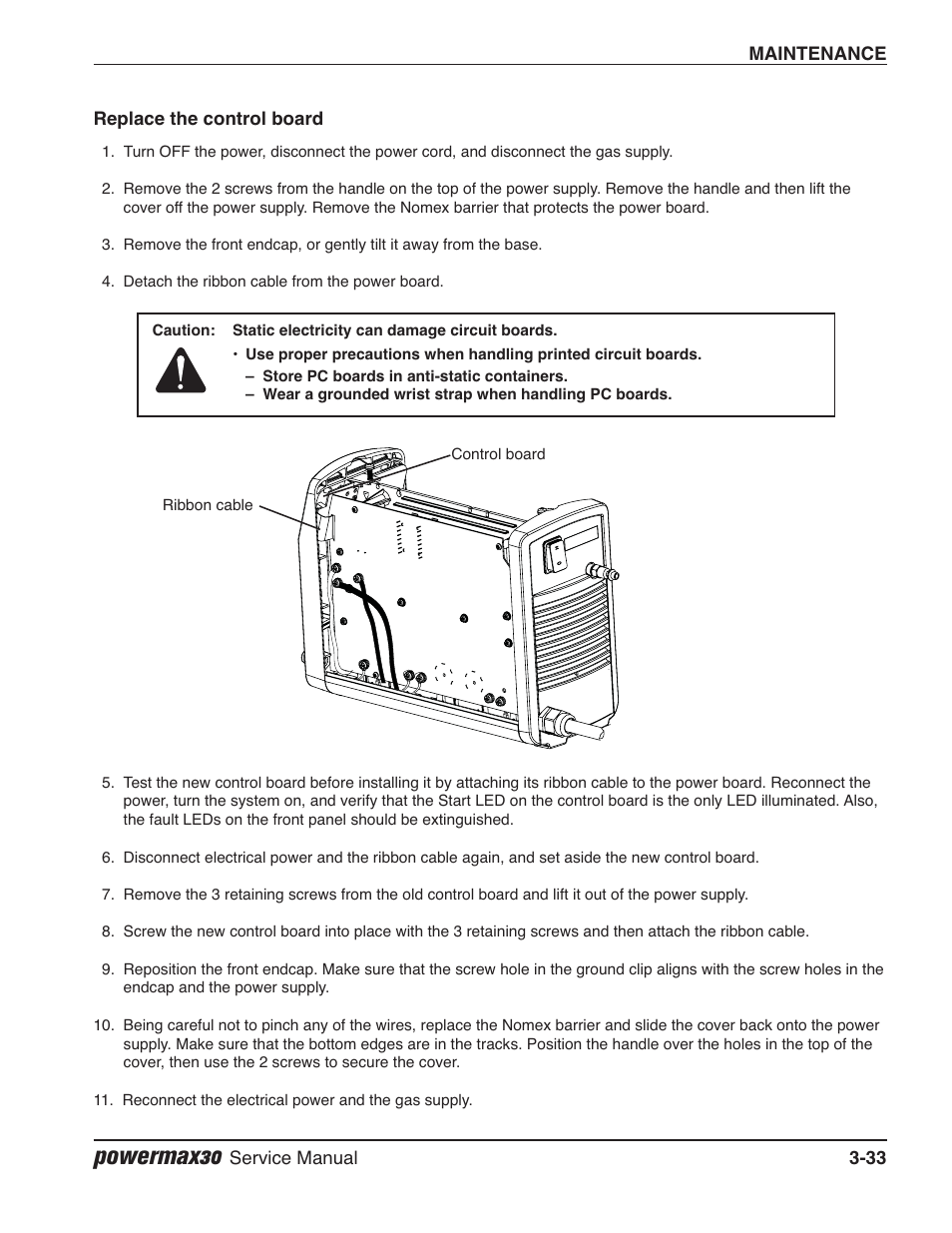 Replace the control board, Powermax30 | Hypertherm Powermax30 Service Manual User Manual | Page 72 / 88