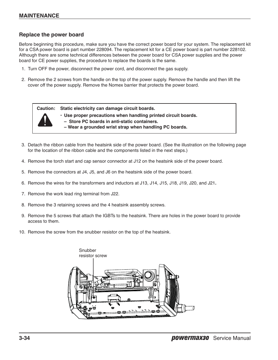 Replace the power board, Powermax30 | Hypertherm Powermax30 Service Manual User Manual | Page 73 / 88