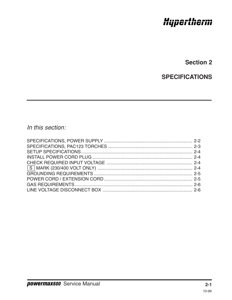 Hypertherm Powermax600 Service Manua User Manual | Page 21 / 89