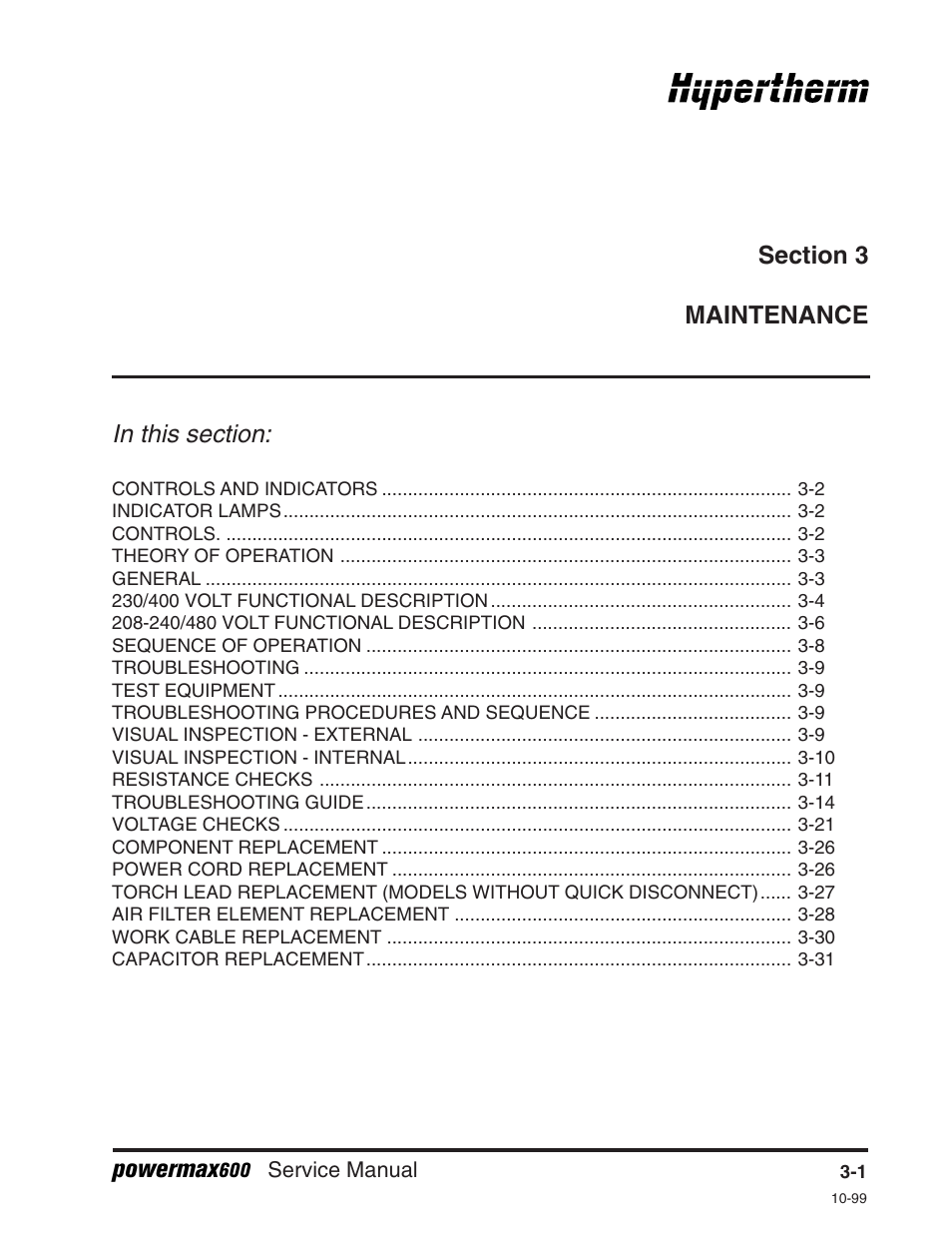 Hypertherm Powermax600 Service Manua User Manual | Page 27 / 89