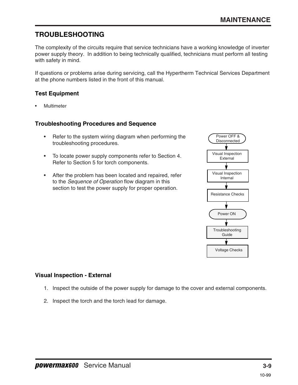 Powermax, Maintenance, Service manual troubleshooting | Hypertherm Powermax600 Service Manua User Manual | Page 35 / 89