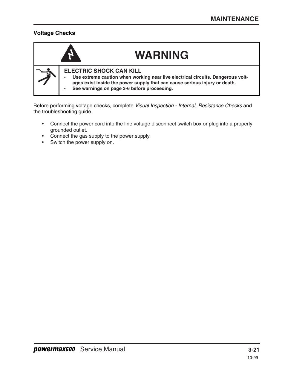Warning, Powermax | Hypertherm Powermax600 Service Manua User Manual | Page 47 / 89