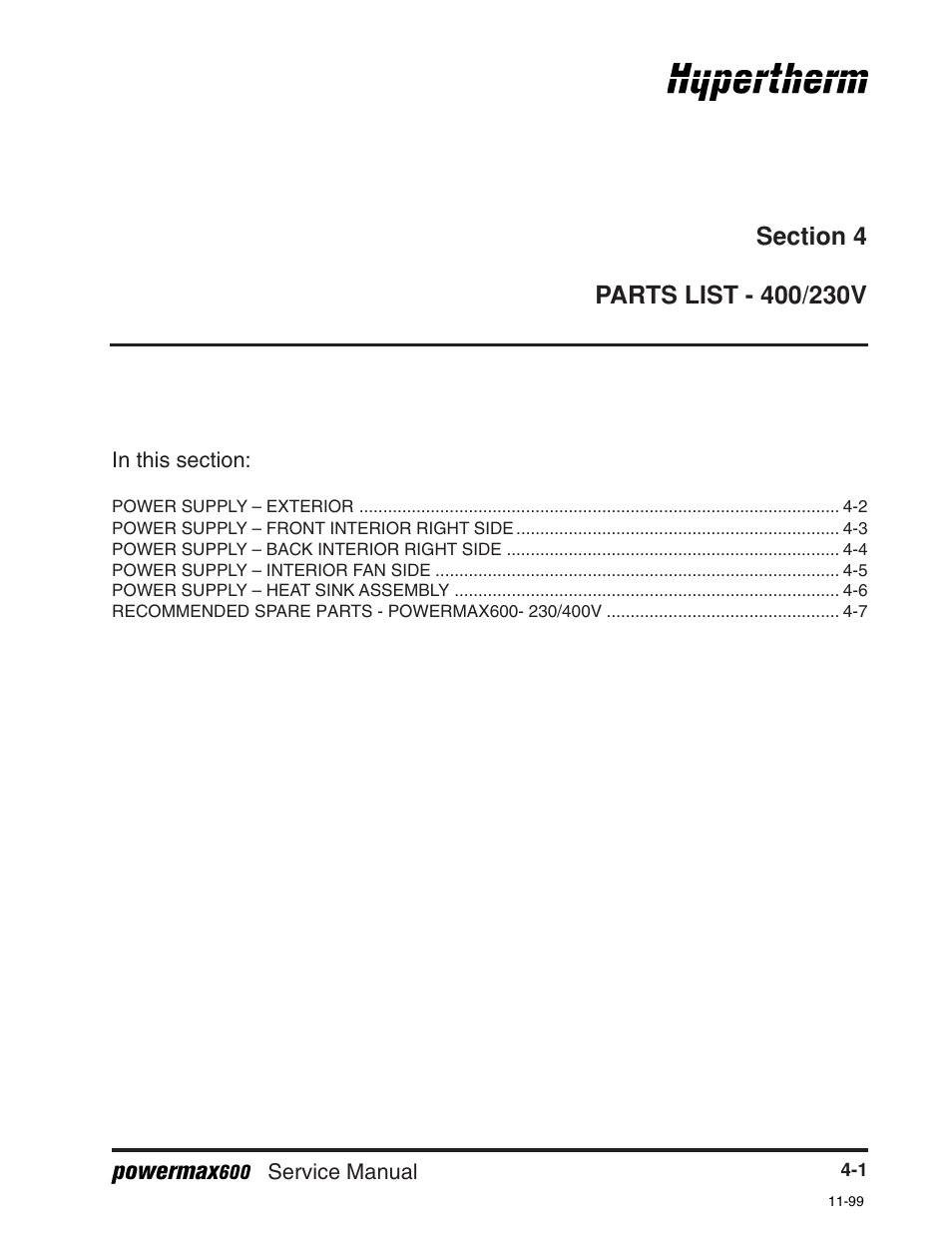 Powermax | Hypertherm Powermax600 Service Manua User Manual | Page 59 / 89