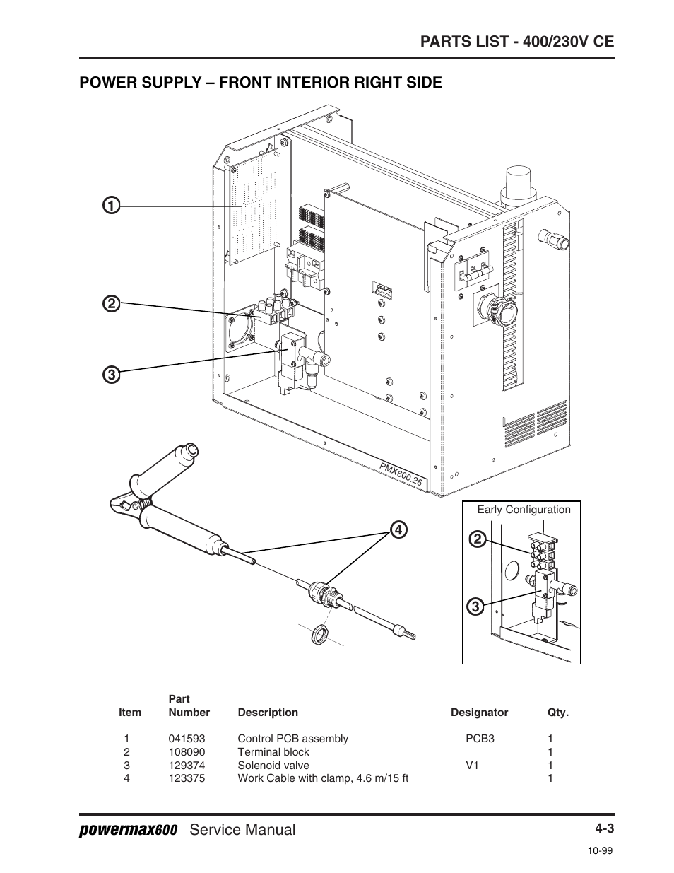 Powermax, Power supply – front interior right side | Hypertherm Powermax600 Service Manua User Manual | Page 61 / 89