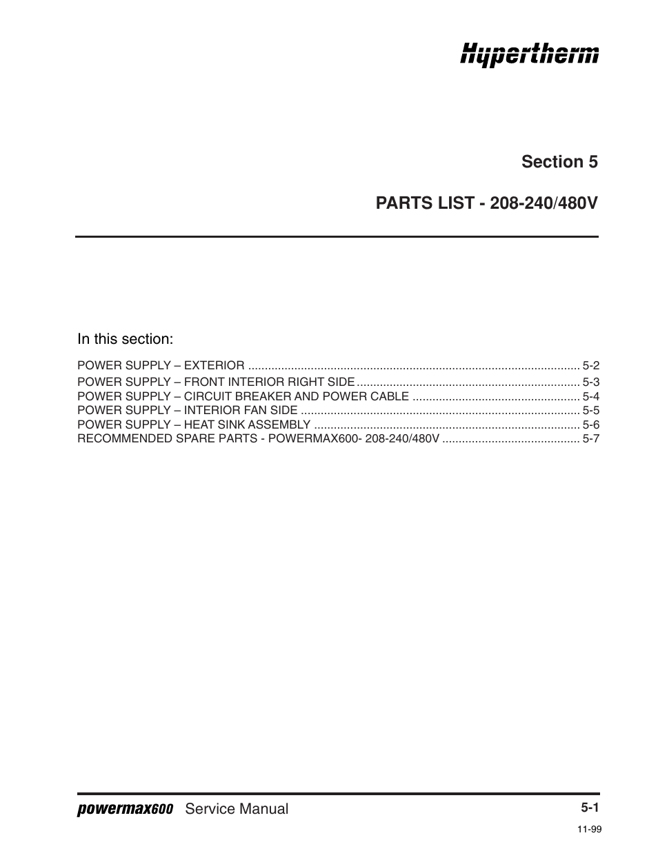 Powermax | Hypertherm Powermax600 Service Manua User Manual | Page 67 / 89