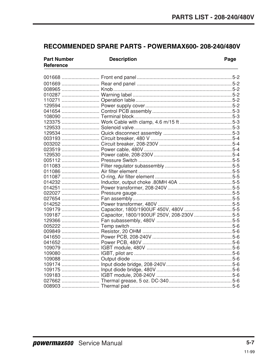 Powermax | Hypertherm Powermax600 Service Manua User Manual | Page 73 / 89