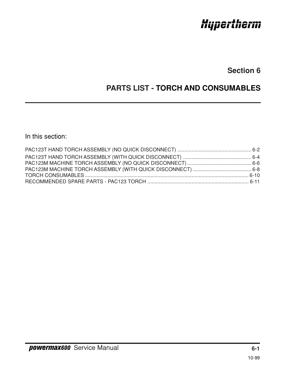 Powermax | Hypertherm Powermax600 Service Manua User Manual | Page 75 / 89