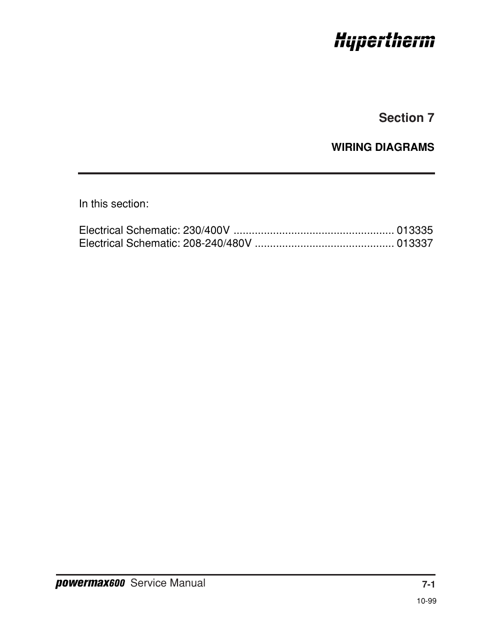 Hypertherm Powermax600 Service Manua User Manual | Page 87 / 89