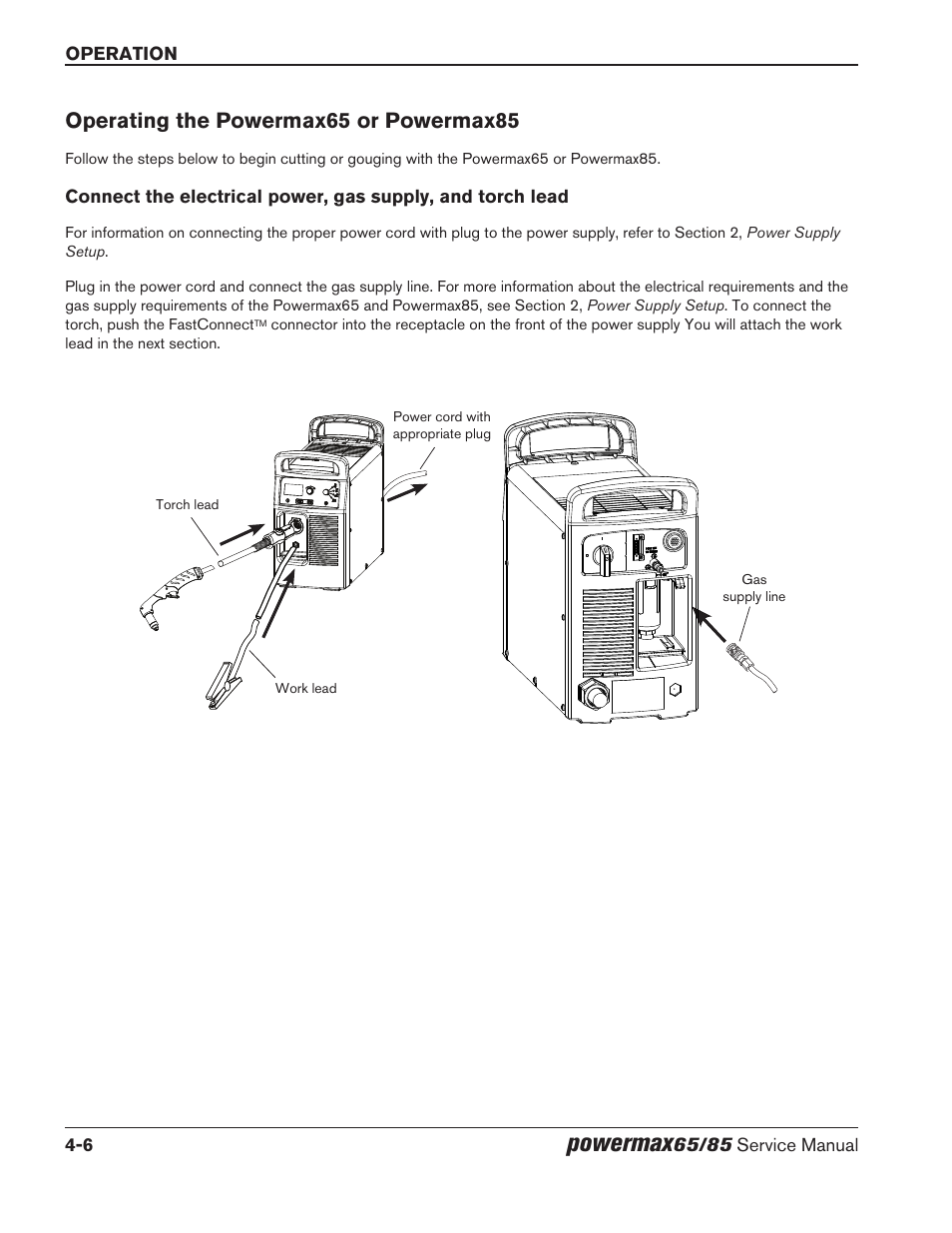 Operating the powermax65 or powermax85, Operating the powermax65 or powermax85 -6, Powermax | Hypertherm Powermax65 Service Manual Rev.1 User Manual | Page 108 / 248