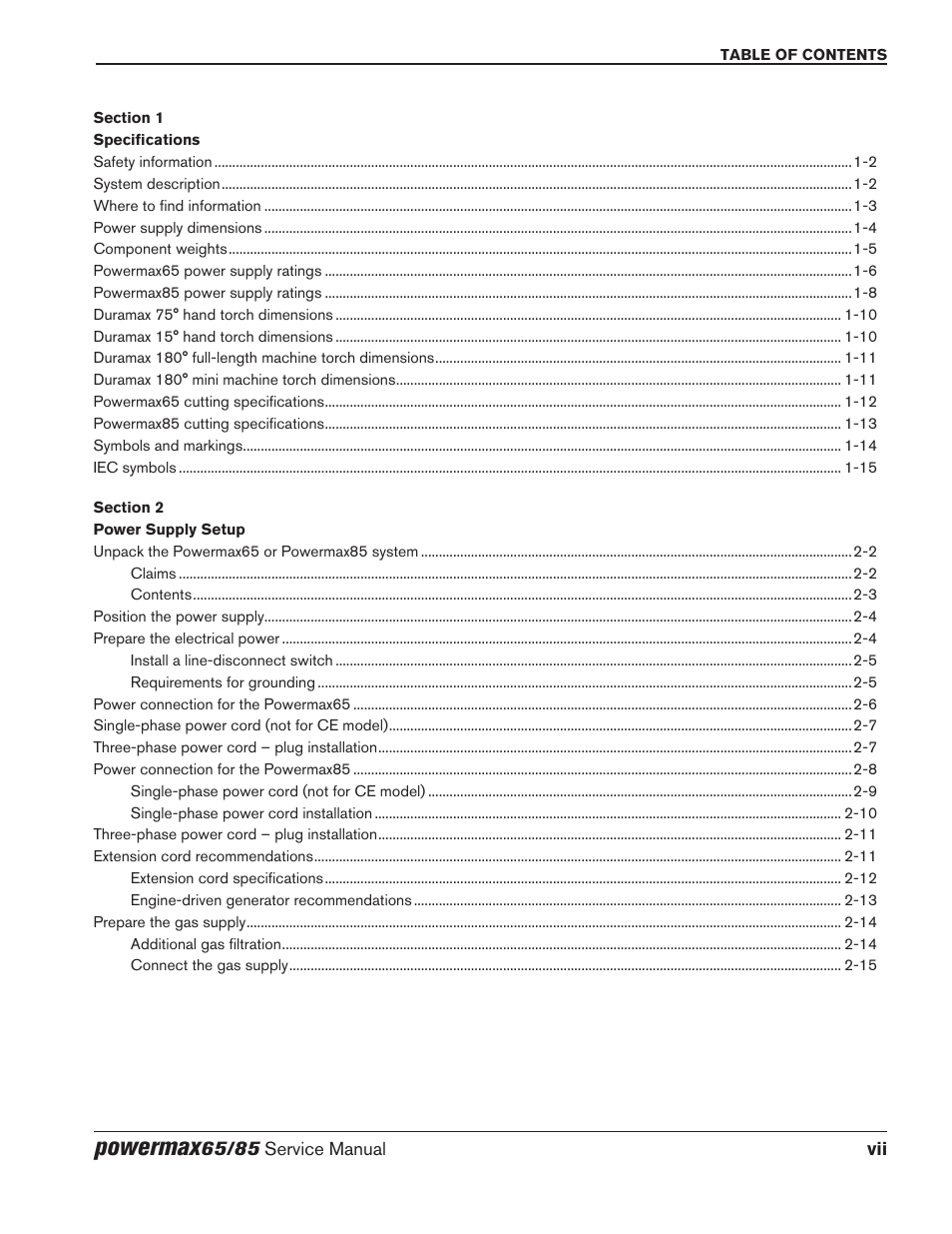Powermax | Hypertherm Powermax65 Service Manual Rev.1 User Manual | Page 11 / 248