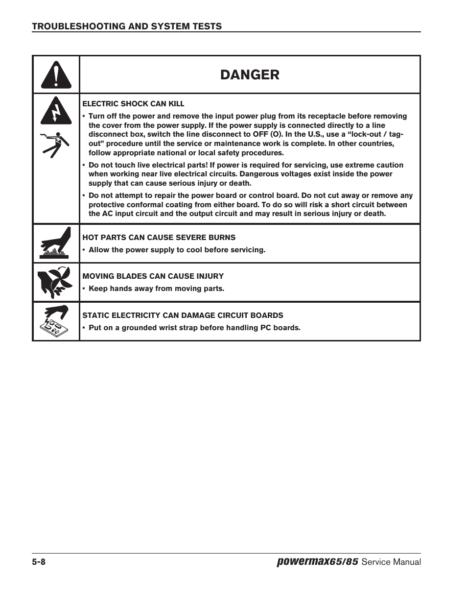 Danger, Powermax | Hypertherm Powermax65 Service Manual Rev.1 User Manual | Page 134 / 248