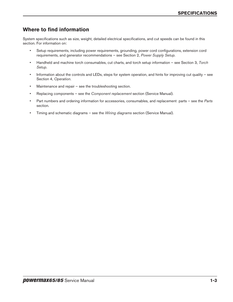 Where to find information, Where to find information -3, Powermax | Hypertherm Powermax65 Service Manual Rev.1 User Manual | Page 19 / 248