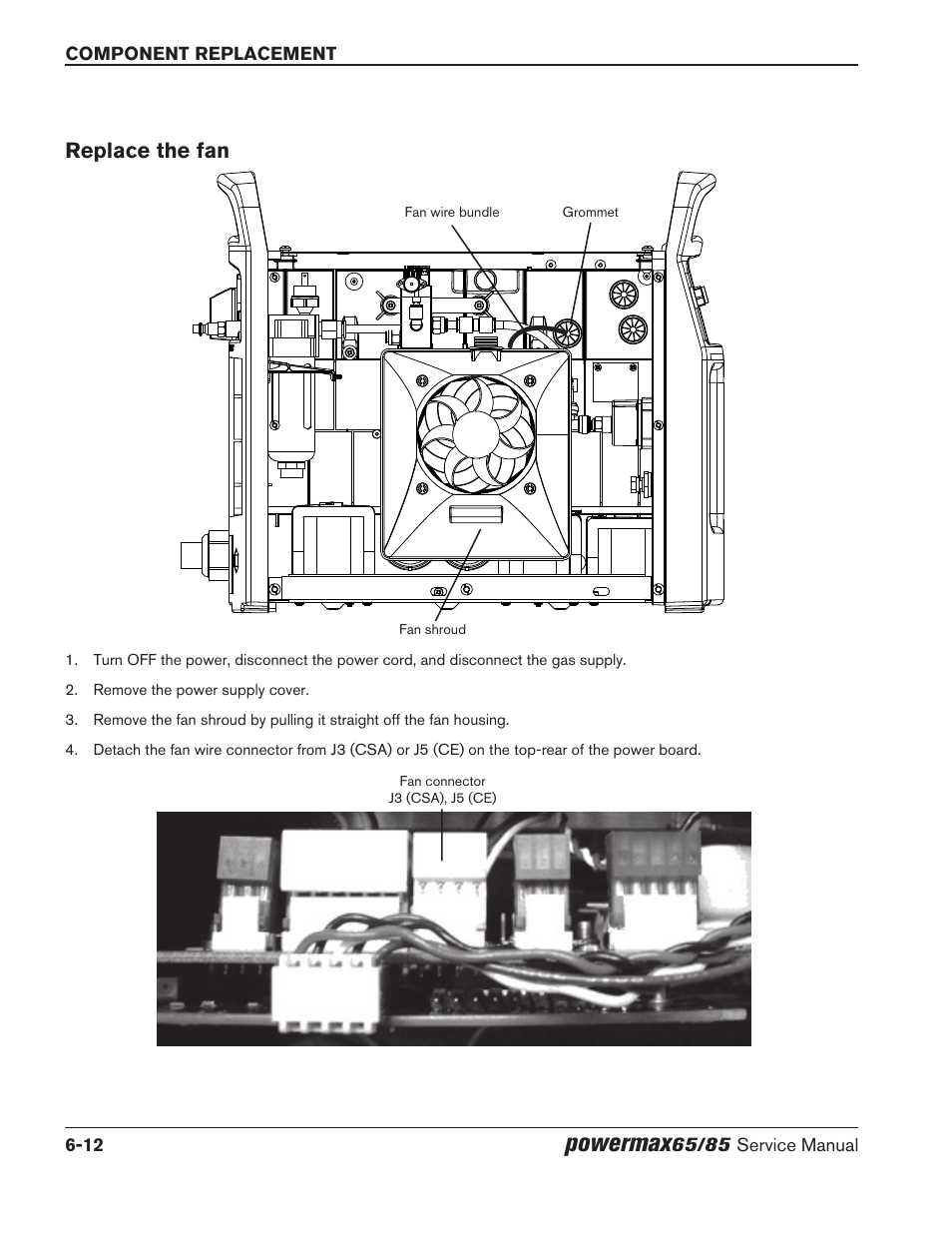 Replace the fan, Replace the fan -12, Powermax | Hypertherm Powermax65 Service Manual Rev.1 User Manual | Page 194 / 248
