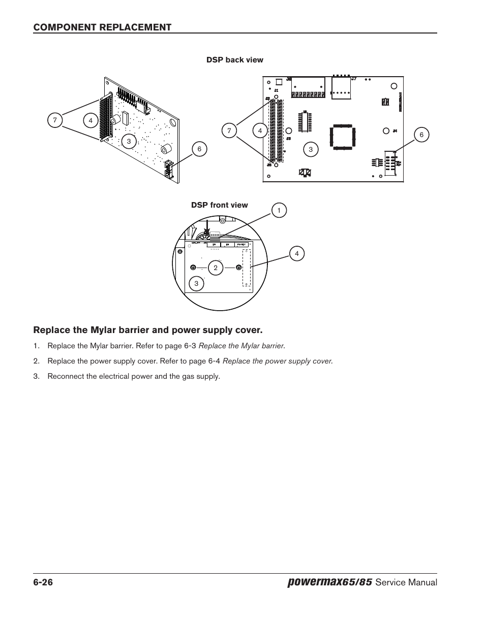 Replace the mylar barrier and power supply cover, Powermax | Hypertherm Powermax65 Service Manual Rev.1 User Manual | Page 208 / 248