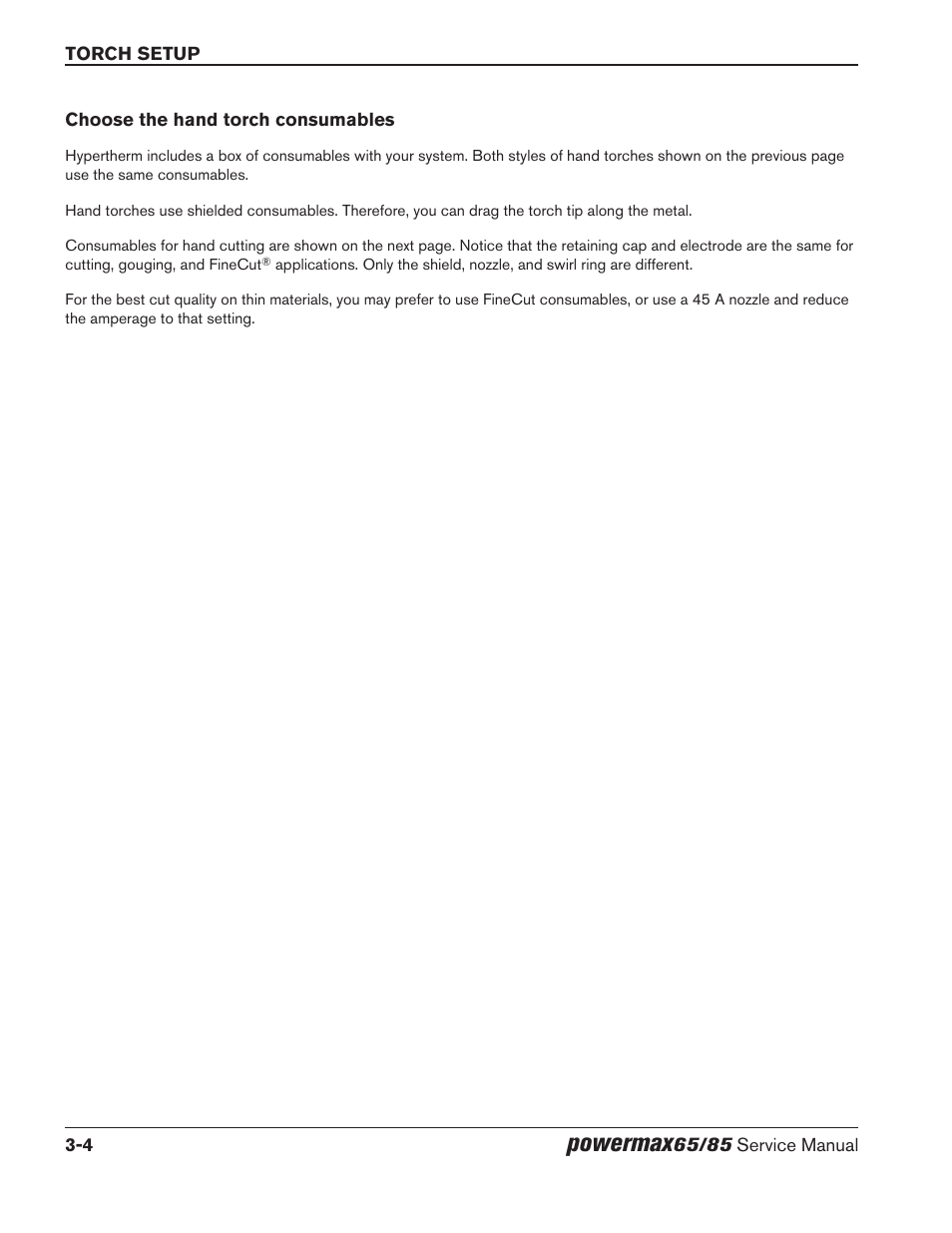Choose the hand torch consumables, Choose the hand torch consumables -4, Powermax | Hypertherm Powermax65 Service Manual Rev.1 User Manual | Page 52 / 248