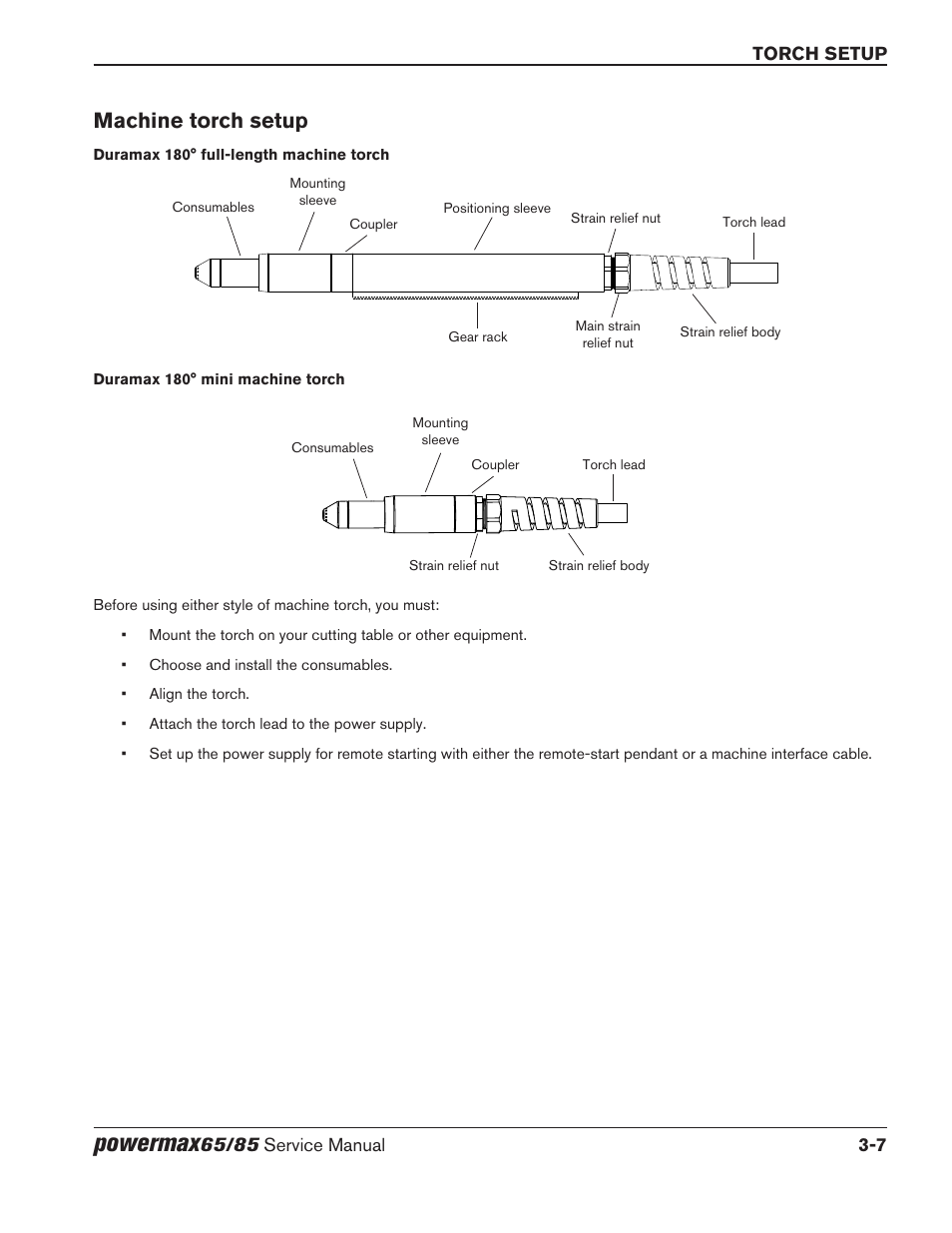 Machine torch setup, Machine torch setup -7, Powermax | Hypertherm Powermax65 Service Manual Rev.1 User Manual | Page 55 / 248