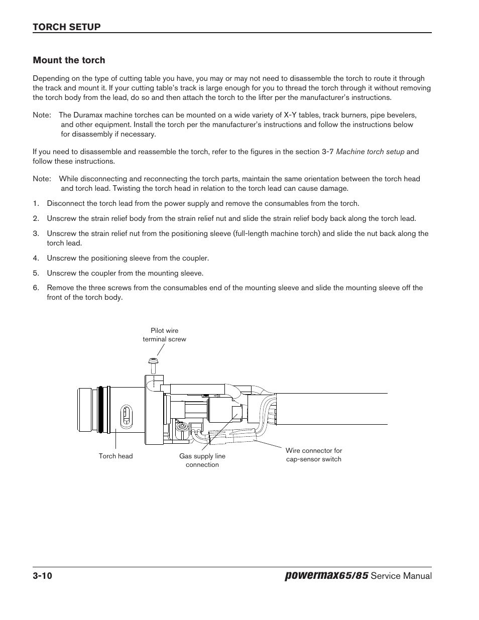 Mount the torch, Mount the torch -10, Powermax | Hypertherm Powermax65 Service Manual Rev.1 User Manual | Page 58 / 248