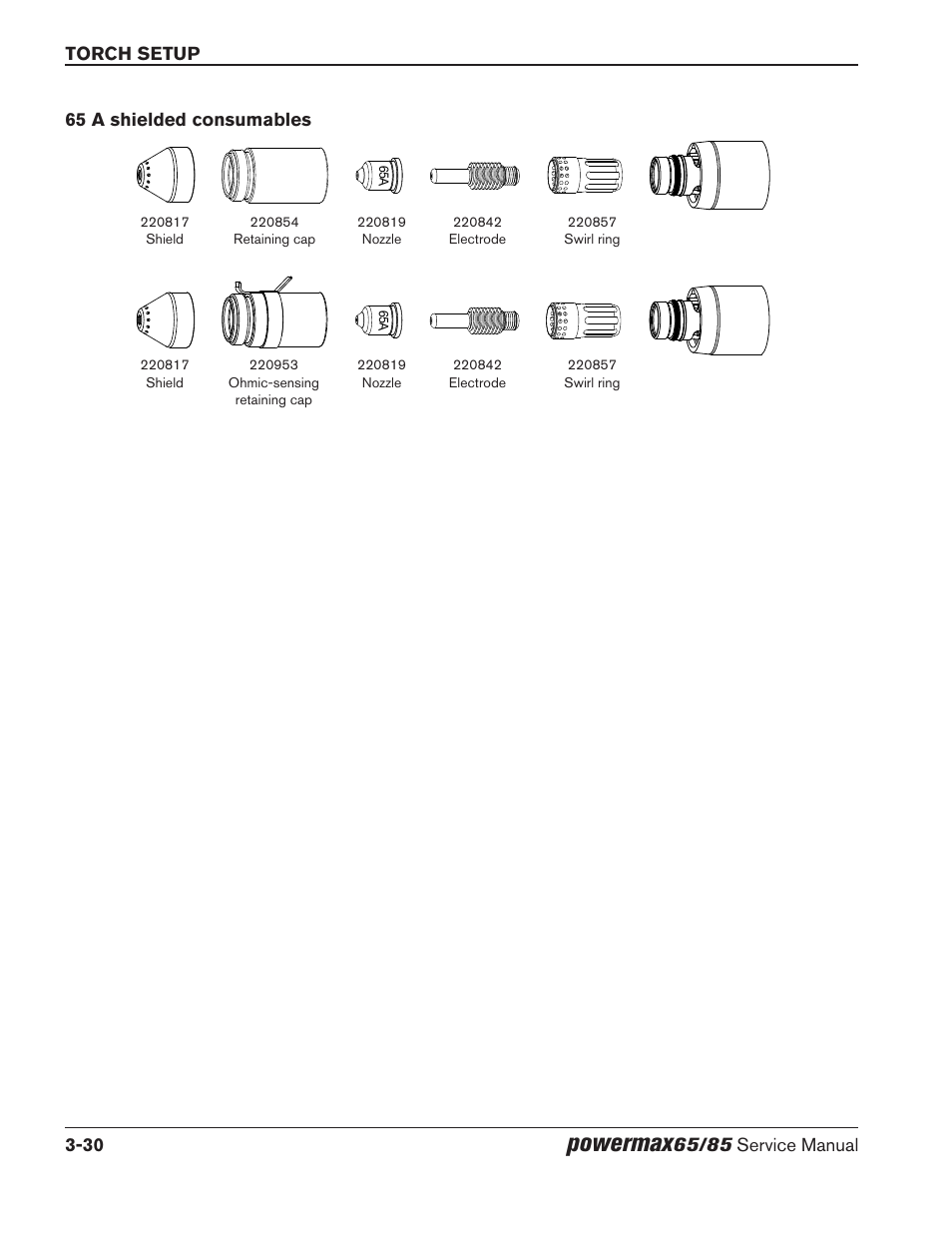 65 a shielded consumables, 65 a shielded consumables -30, Powermax | Hypertherm Powermax65 Service Manual Rev.1 User Manual | Page 78 / 248