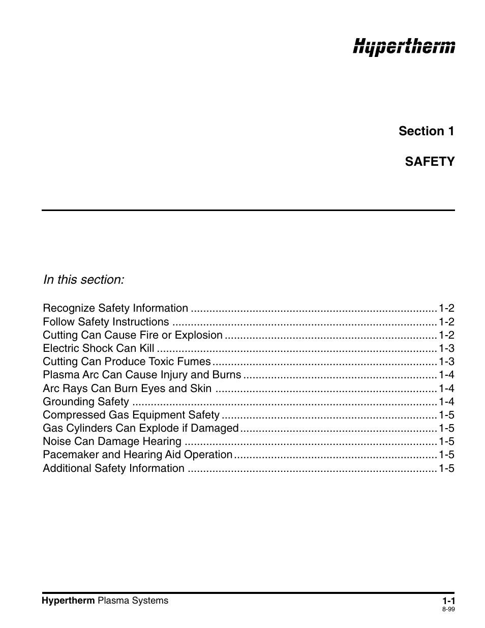 Section 1 safety | Hypertherm Powermax900 Service Manual User Manual | Page 10 / 107