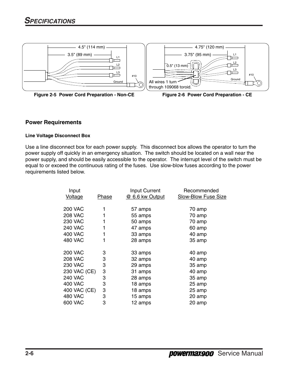 Service manual, Pecifications | Hypertherm Powermax900 Service Manual User Manual | Page 27 / 107