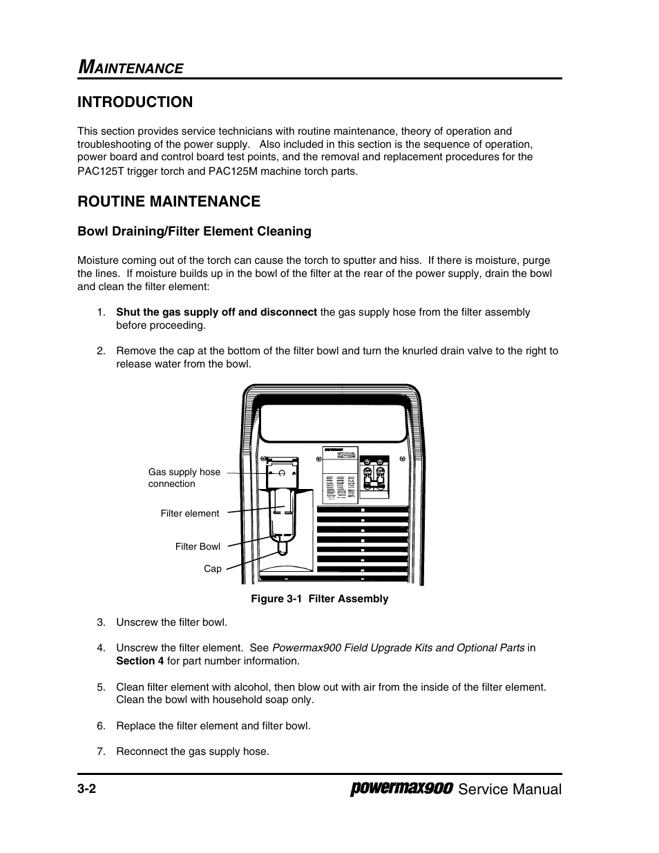 Service manual introduction, Routine maintenance, Aintenance | Hypertherm Powermax900 Service Manual User Manual | Page 29 / 107