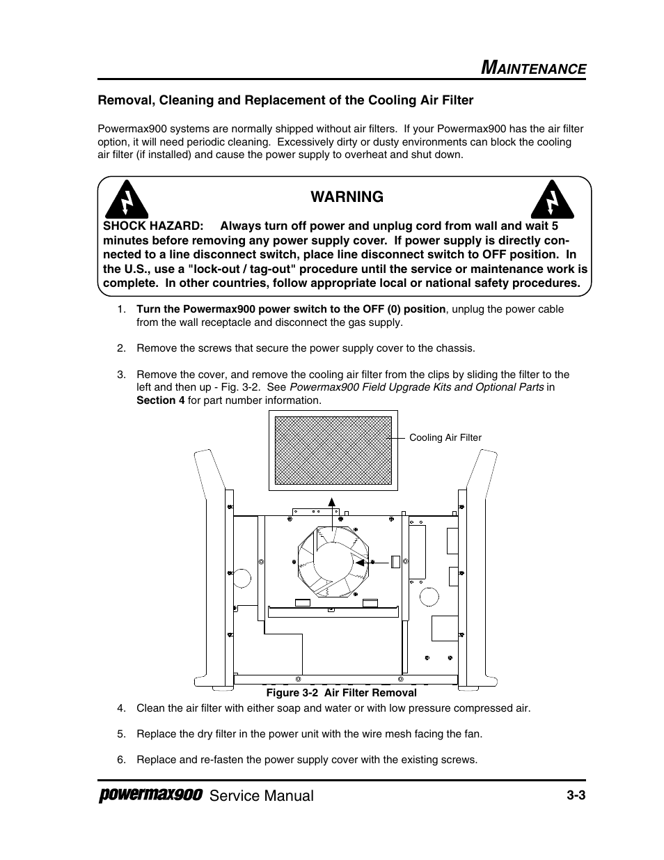 Service manual, Warning | Hypertherm Powermax900 Service Manual User Manual | Page 30 / 107