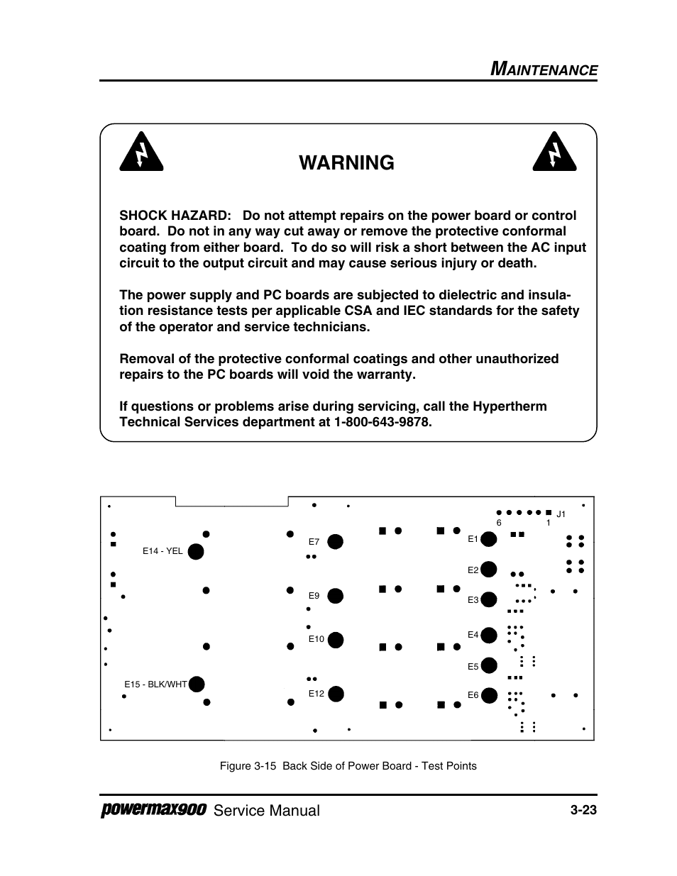 Warning, Service manual, Aintenance | Hypertherm Powermax900 Service Manual User Manual | Page 50 / 107