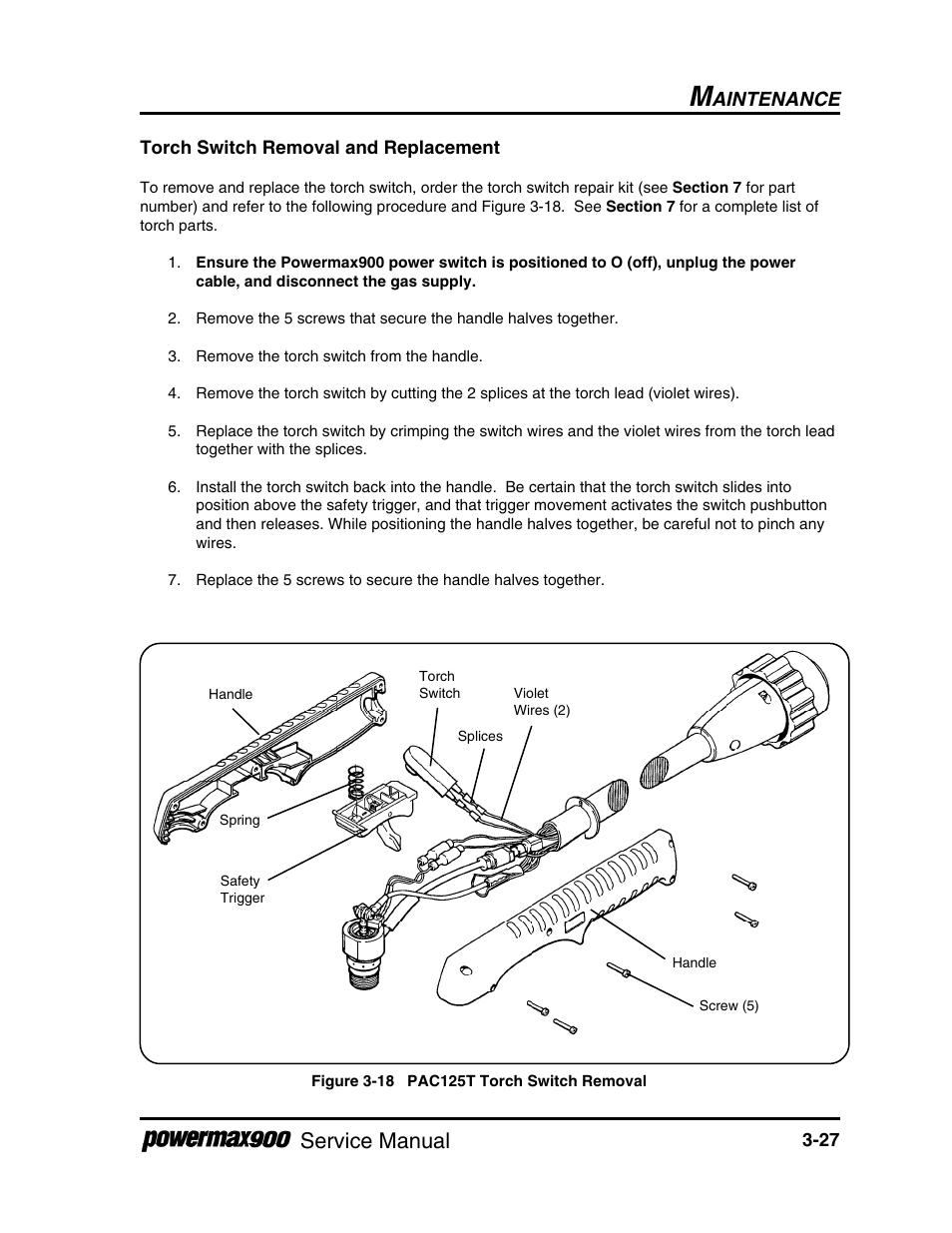 Service manual, Aintenance | Hypertherm Powermax900 Service Manual User Manual | Page 54 / 107