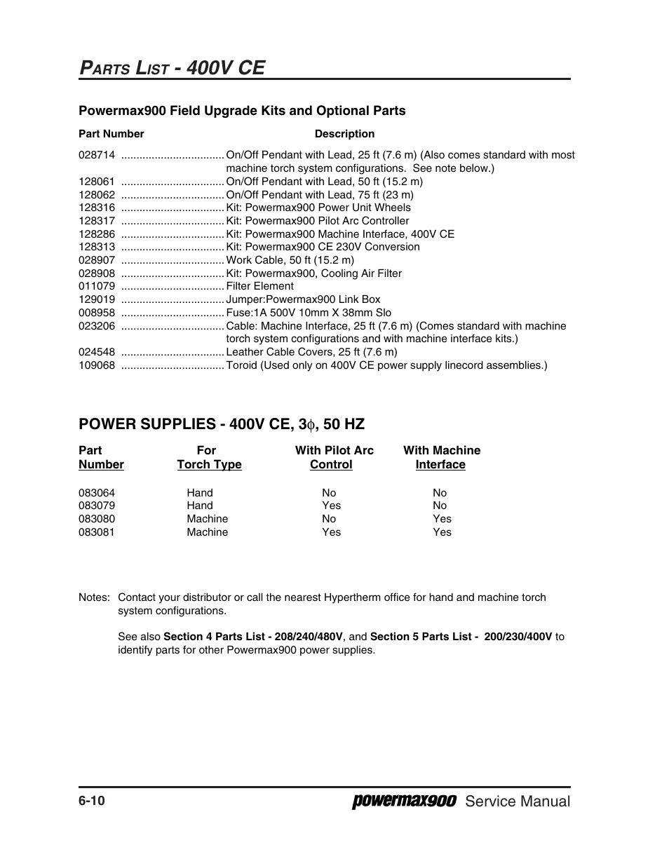 400v ce, Service manual | Hypertherm Powermax900 Service Manual User Manual | Page 91 / 107