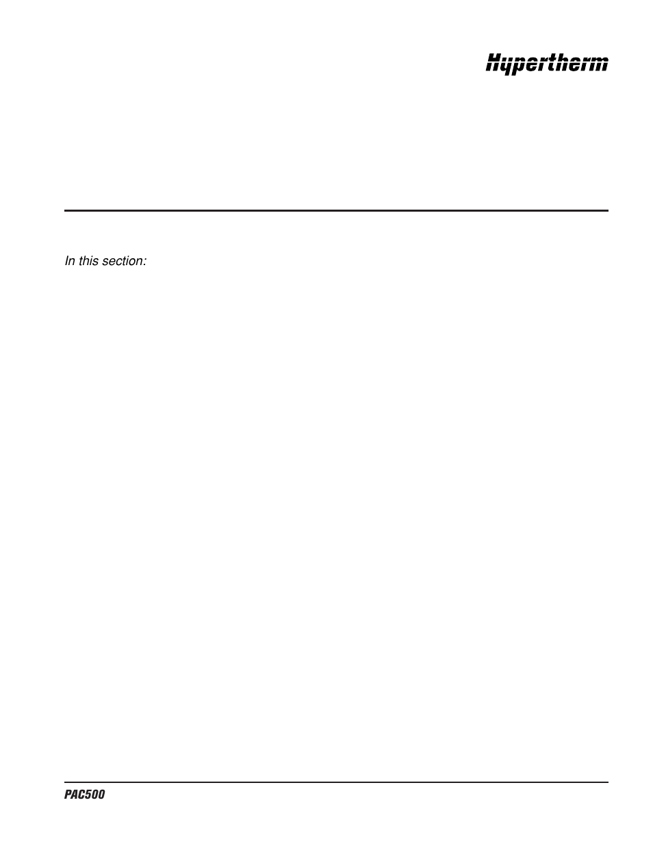 Section 4 – operation, Section 4, Operation | Hypertherm PAC500 Water Injection Plasma Cutting System User Manual | Page 32 / 96